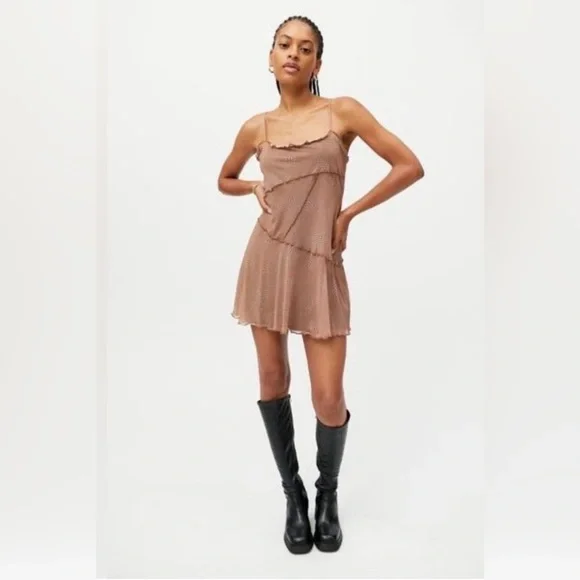 Festival abstract Y2K Mesh slip dress UO small raw hem Ruffle Dress *2 for 20* - Picture 12 of 14